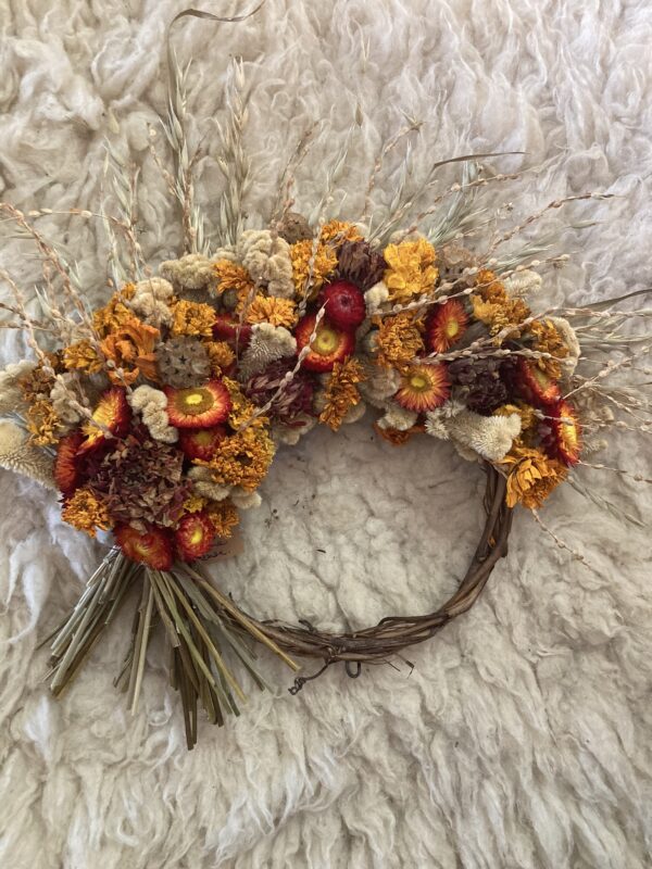 Sunset Flames Crescent Wreath