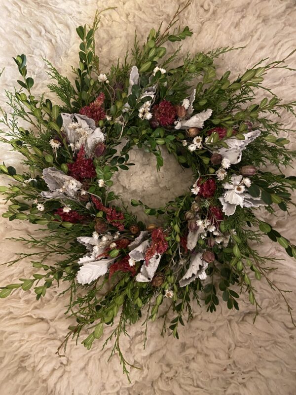 Ruby Sliver Full Evergreen Wreath