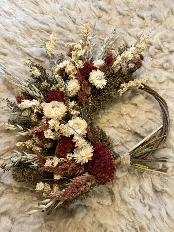 Dried Flower Wreath - Crimson Snow