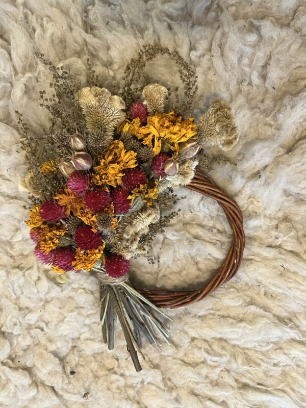 Dried Flower Wreath - Sunset Flames